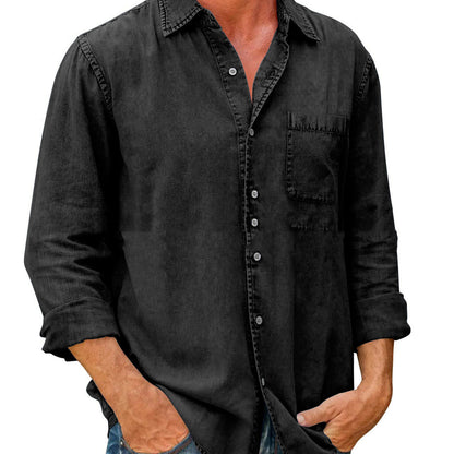 Bronislaw - Chemise unie décontractée à manches longues pour hommes