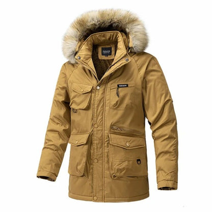 Veste chaude avec col en fourrure et capuche amovible