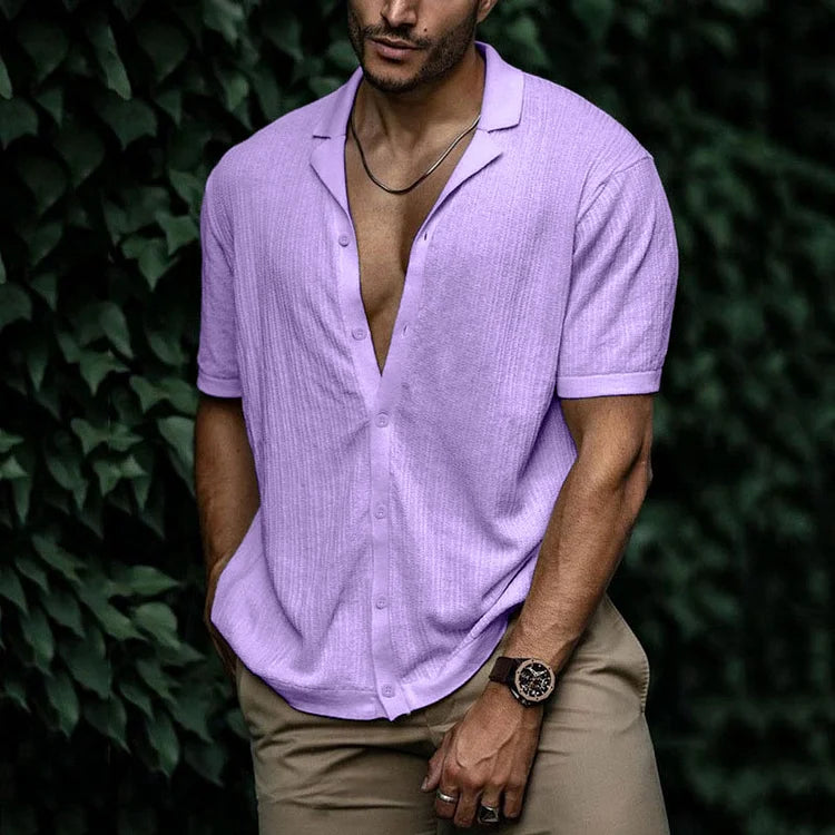 Carl - Chemise en coton tricotée simple pour homme