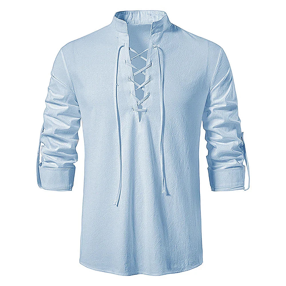 Gaetano - T-shirt Henley pour hommes avec lacets pour un look décontracté