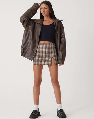 Women's Oversized Leather-Look Jacket with Collar