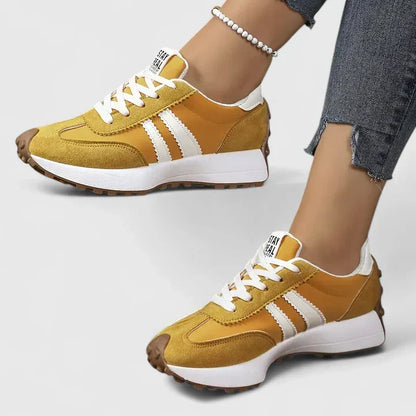 Women's Retro Stripe Lace-Up Trainers with Arch Support