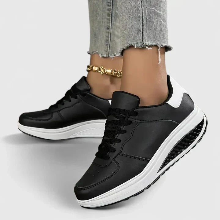 Women's Orthopaedic Leather-Look Wedge Trainers with Arch Support