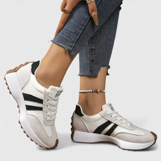 Women's Retro Stripe Lace-Up Trainers with Arch Support