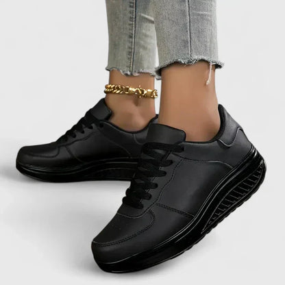 Women's Orthopaedic Leather-Look Wedge Trainers with Arch Support