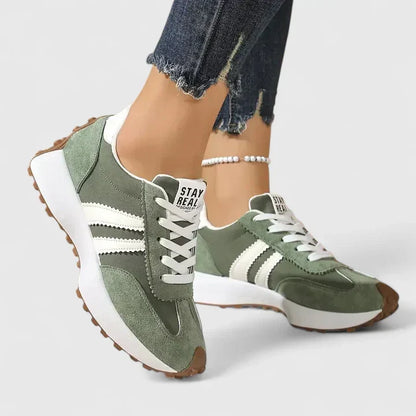 Women's Retro Stripe Lace-Up Trainers with Arch Support