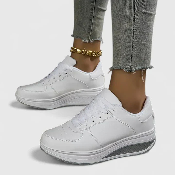 Women's Orthopaedic Leather-Look Wedge Trainers with Arch Support