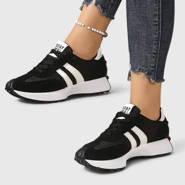 Women's Retro Stripe Lace-Up Trainers with Arch Support