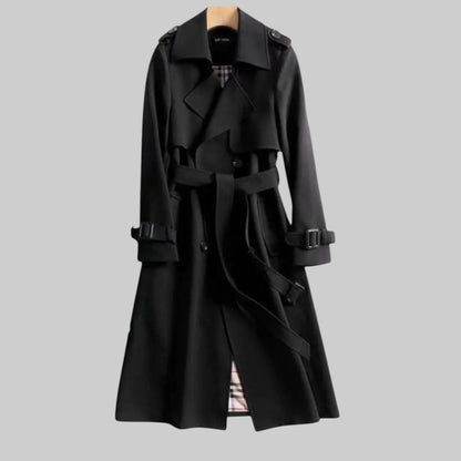 Women's Belted Double-Breasted Long Trench Coat