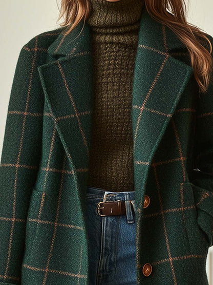 Women's Retro Plaid Tweed Longline Coat