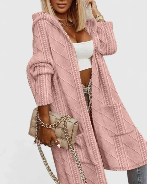 Women's Longline Hooded Open-Front Cardigan