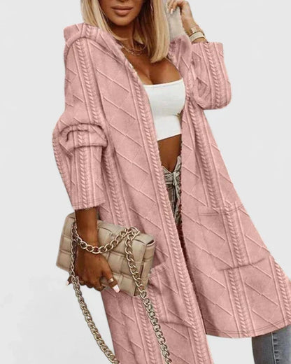 Women's Longline Hooded Open-Front Cardigan