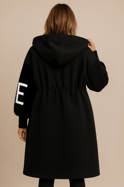 Women's Oversized Longline Hooded Wool-Look Coat
