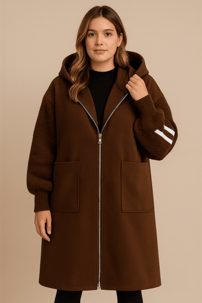 Women's Oversized Longline Hooded Wool-Look Coat