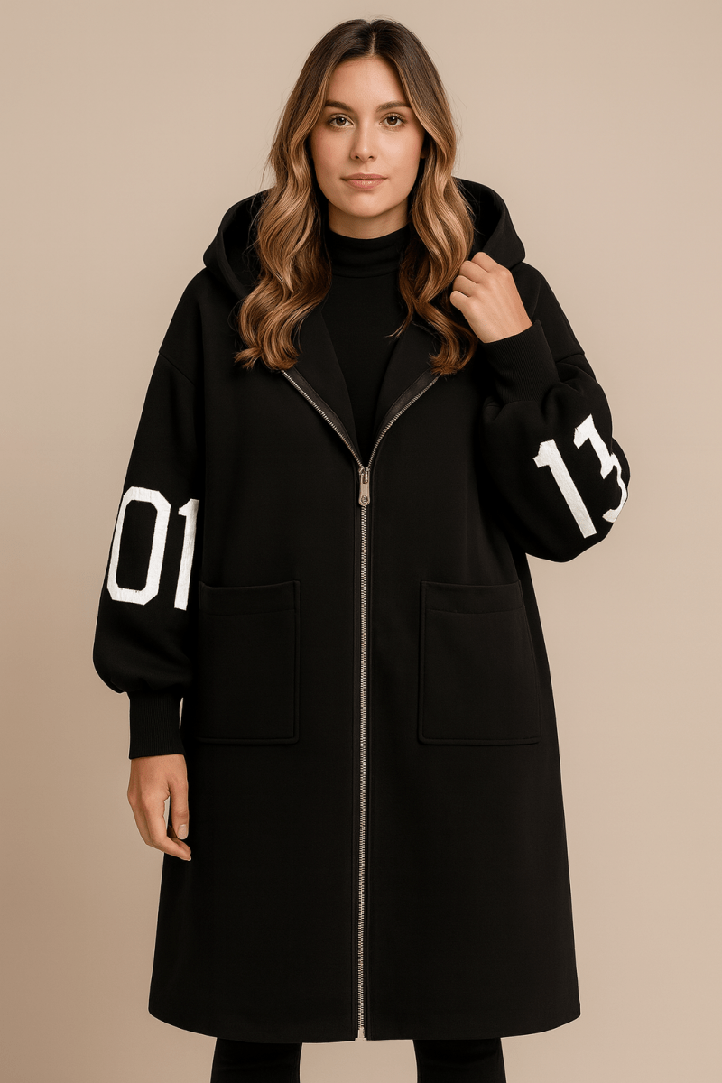 Women's Oversized Longline Hooded Wool-Look Coat