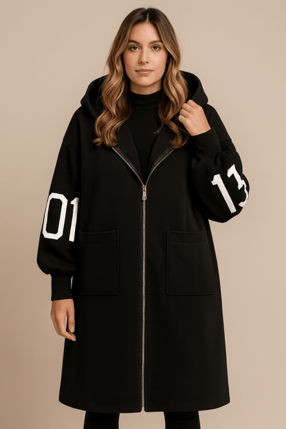 Women's Oversized Longline Hooded Wool-Look Coat