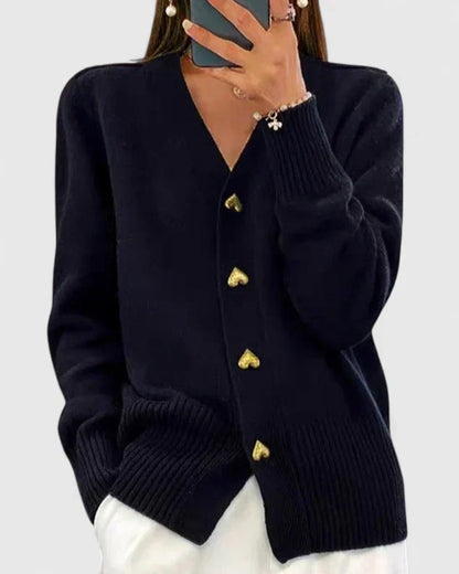 Women's Heart Button Classic Cardigan