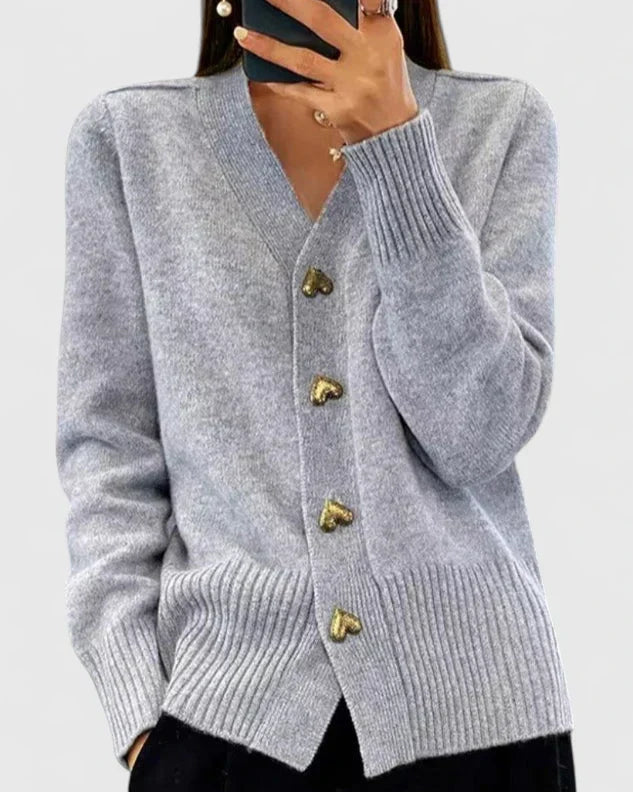 Women's Heart Button Classic Cardigan