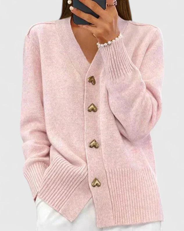 Women's Heart Button Classic Cardigan