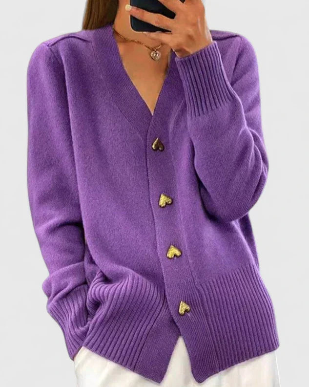 Women's Heart Button Classic Cardigan