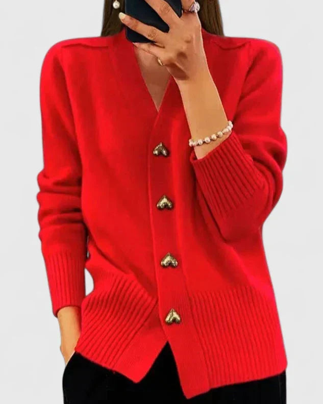 Women's Heart Button Classic Cardigan