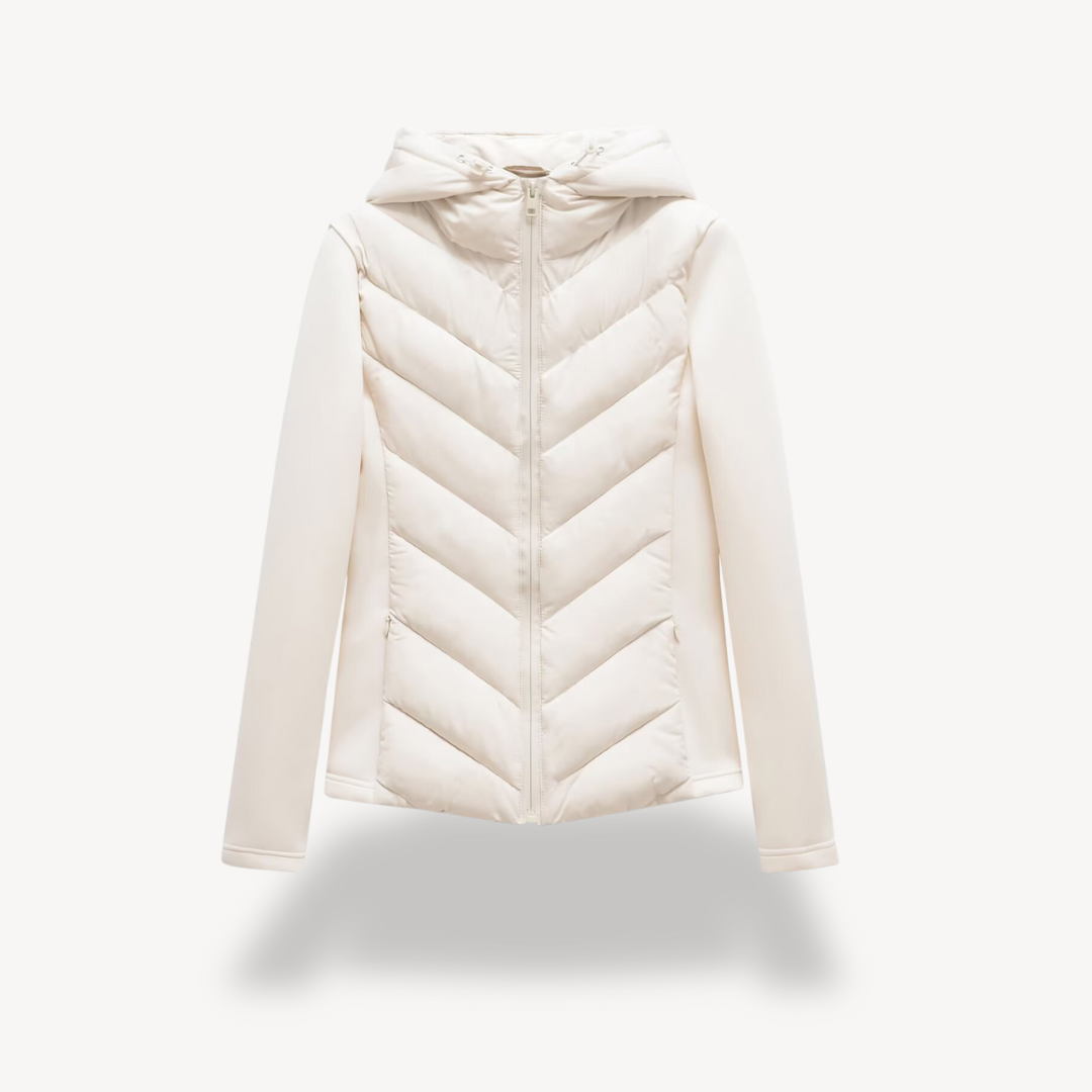 Women's Chevron Quilted Hooded Jacket