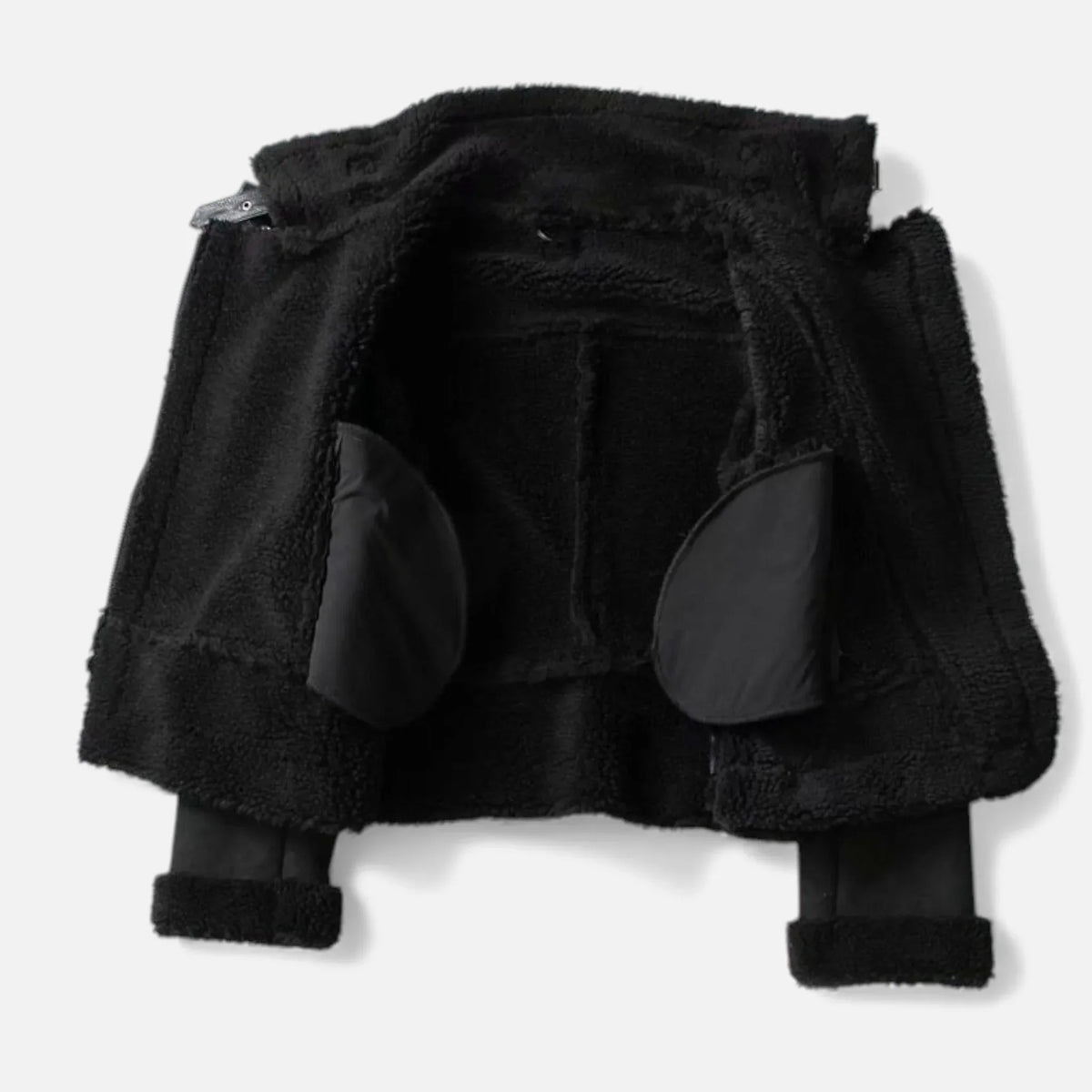 Women's Belted Faux Suede Aviator Jacket with Faux Shearling Trim