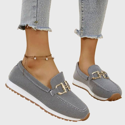 Women's Breathable Knit Slip-On Loafers with Horsebit Detail
