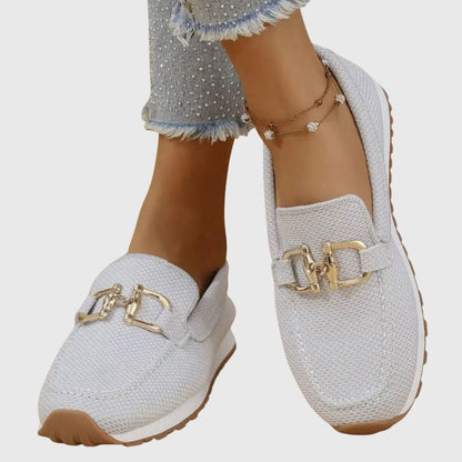 Women's Breathable Knit Slip-On Loafers with Horsebit Detail