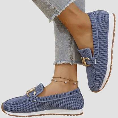 Women's Breathable Knit Slip-On Loafers with Horsebit Detail