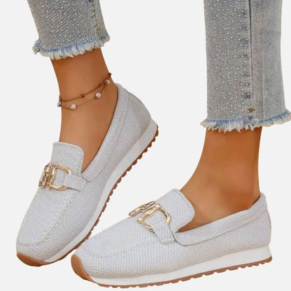 Women's Breathable Knit Slip-On Loafers with Horsebit Detail