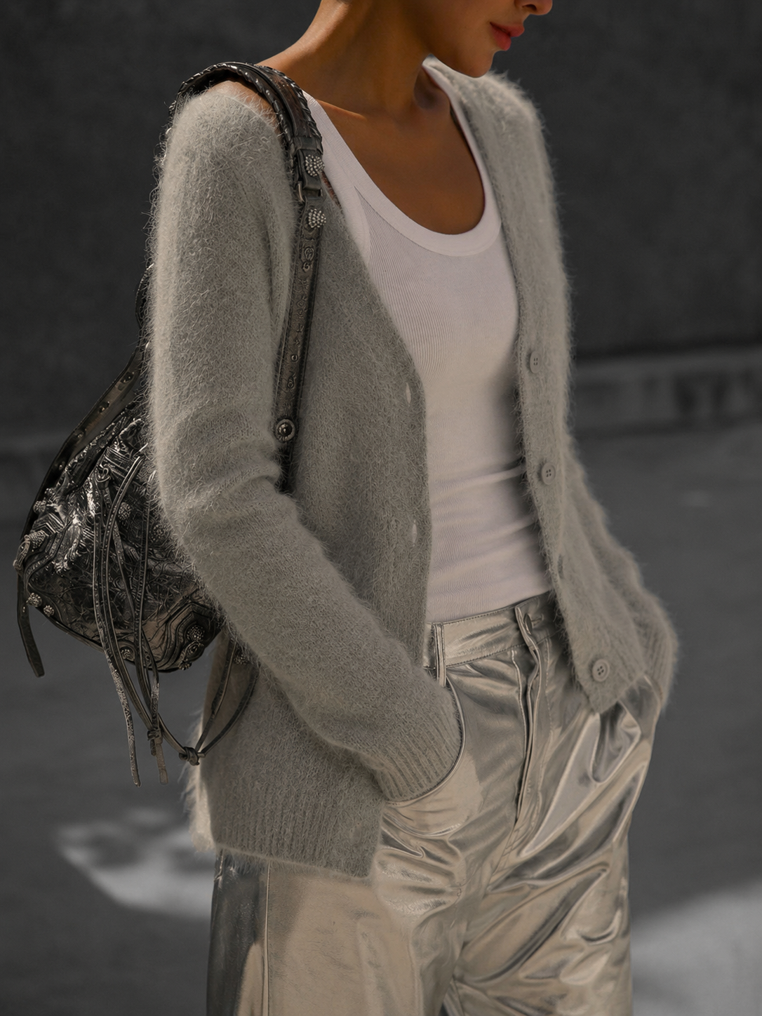 Women's Oversized Button-Up Knit Cardigan