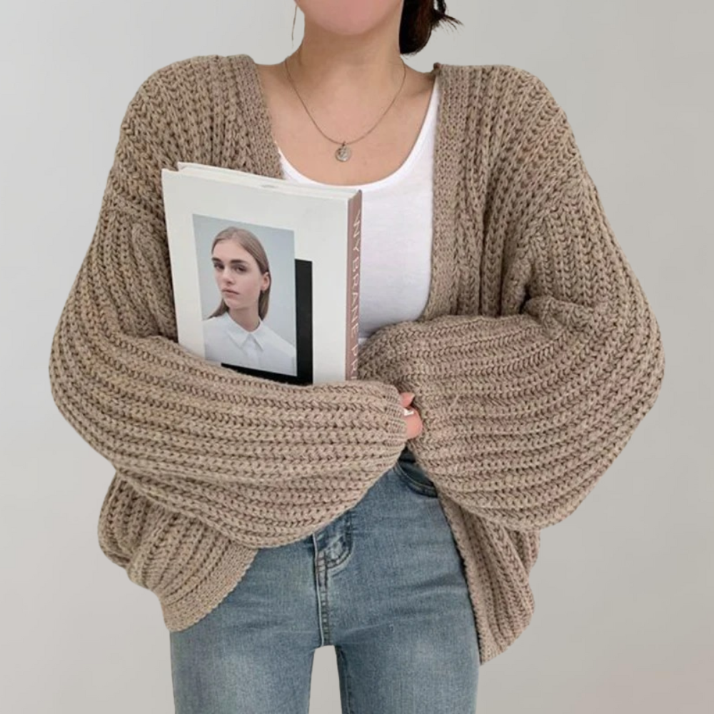 Women's Chunky Knit Balloon Sleeve Cardigan