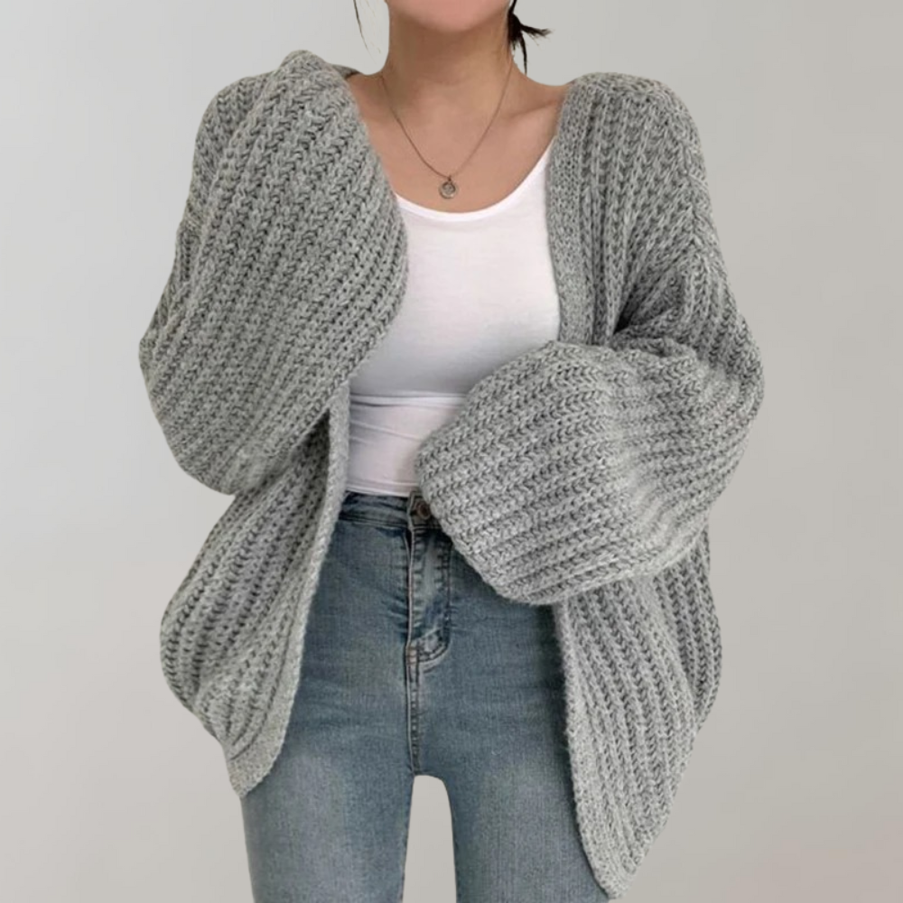 Women's Chunky Knit Balloon Sleeve Cardigan