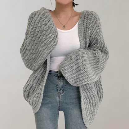 Women's Chunky Knit Balloon Sleeve Cardigan