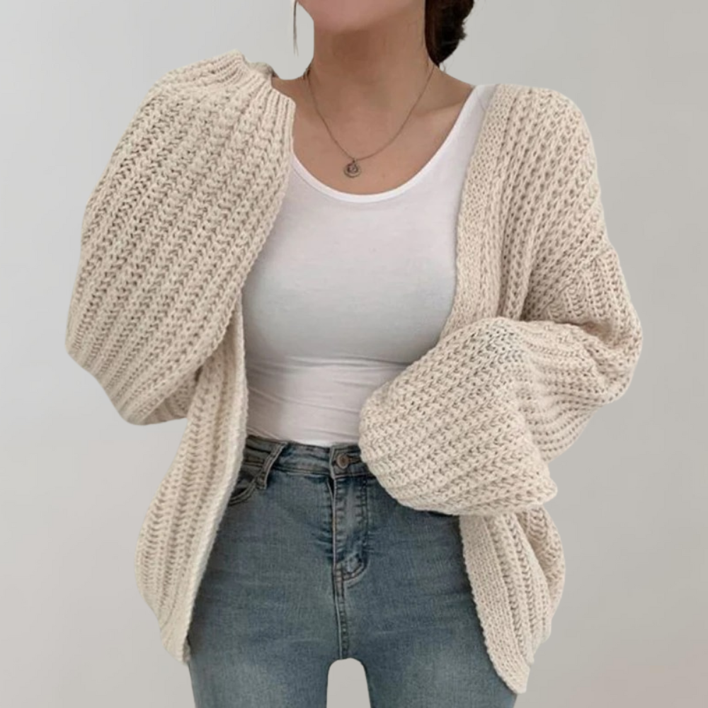 Women's Chunky Knit Balloon Sleeve Cardigan