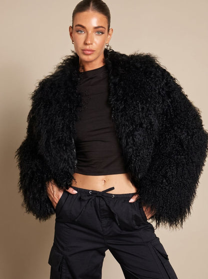 Women's Cropped Teddy Faux Fur Coat