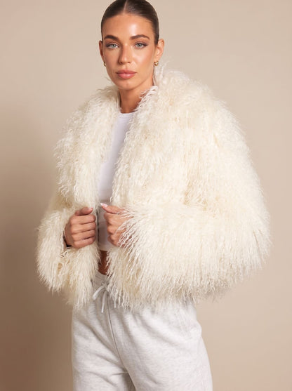 Women's Cropped Teddy Faux Fur Coat