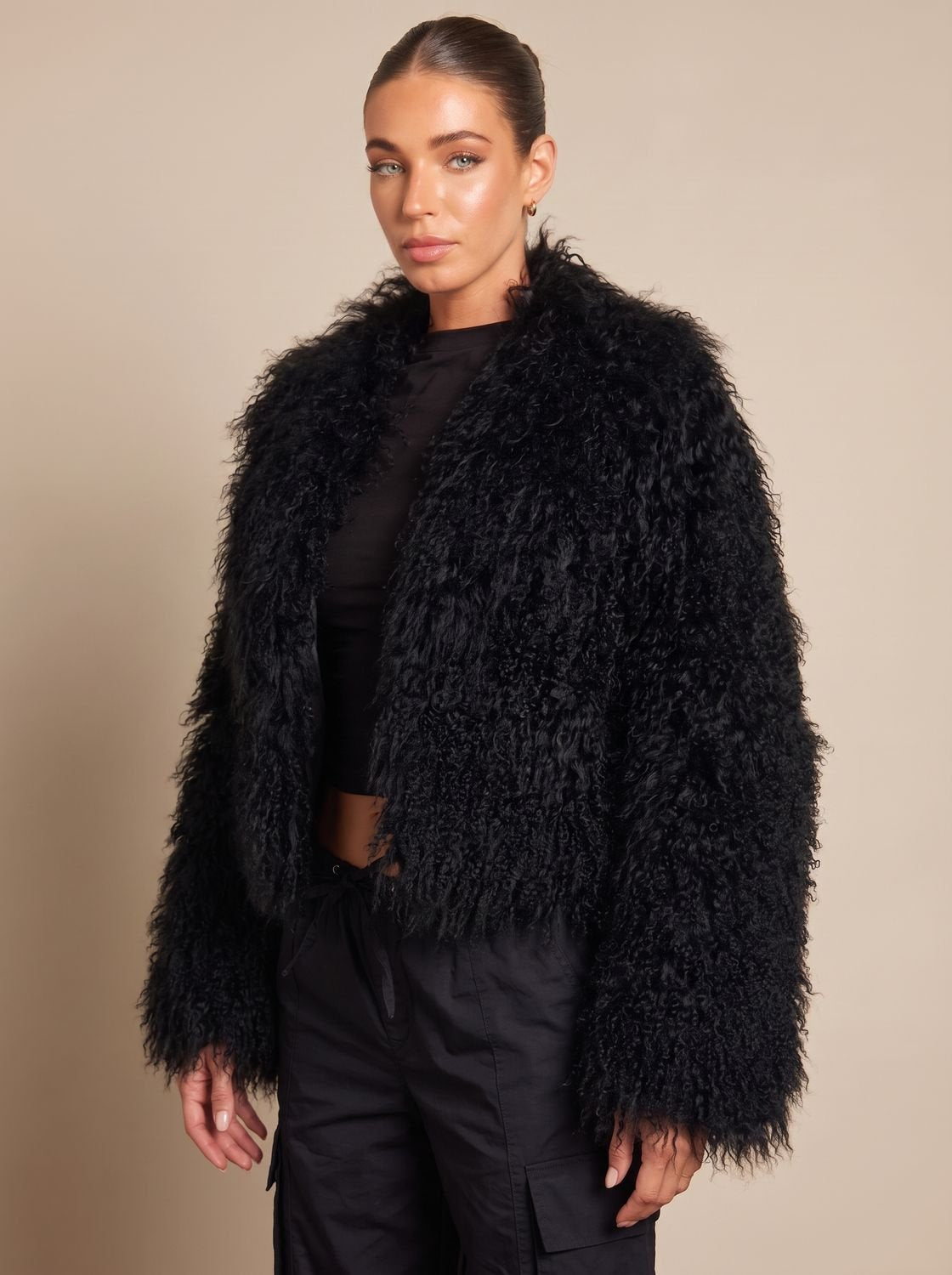 Women's Cropped Teddy Faux Fur Coat