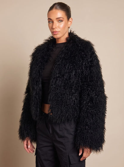 Women's Cropped Teddy Faux Fur Coat