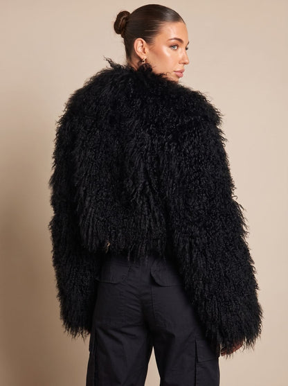 Women's Cropped Teddy Faux Fur Coat