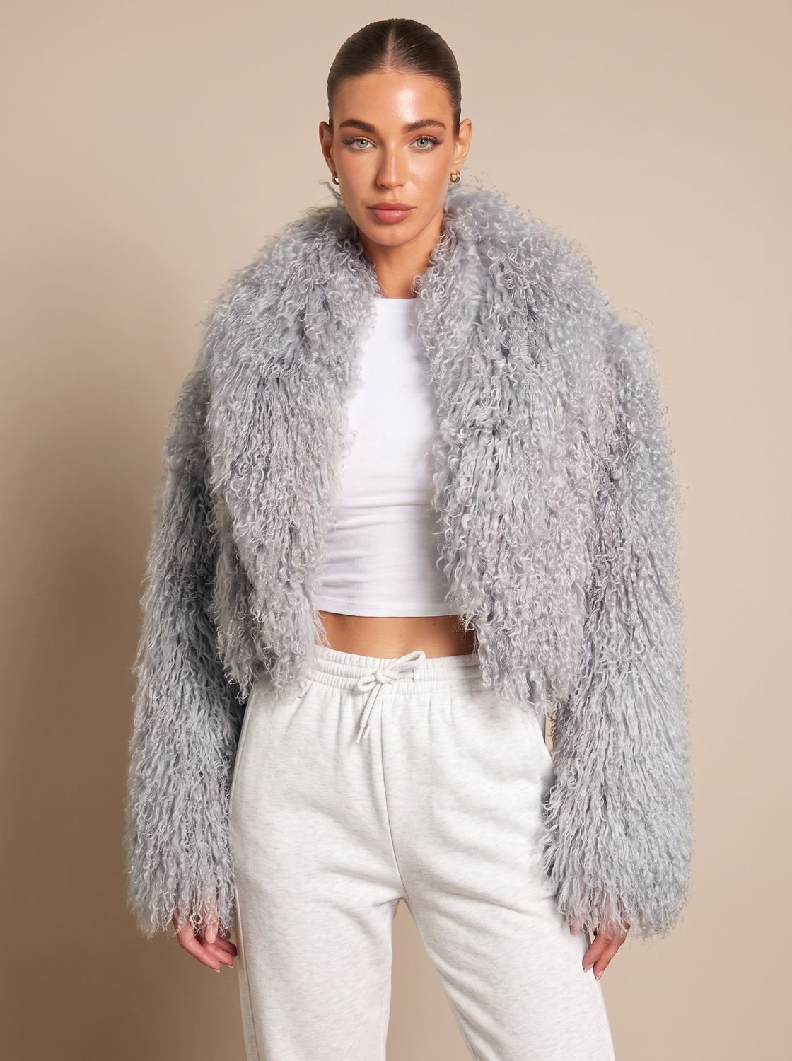 Women's Cropped Teddy Faux Fur Coat