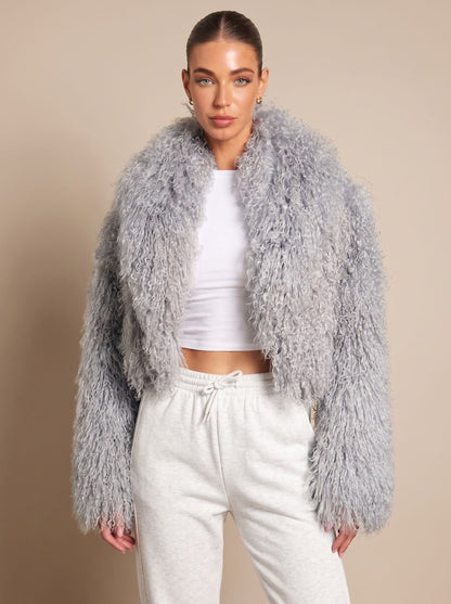 Women's Cropped Teddy Faux Fur Coat