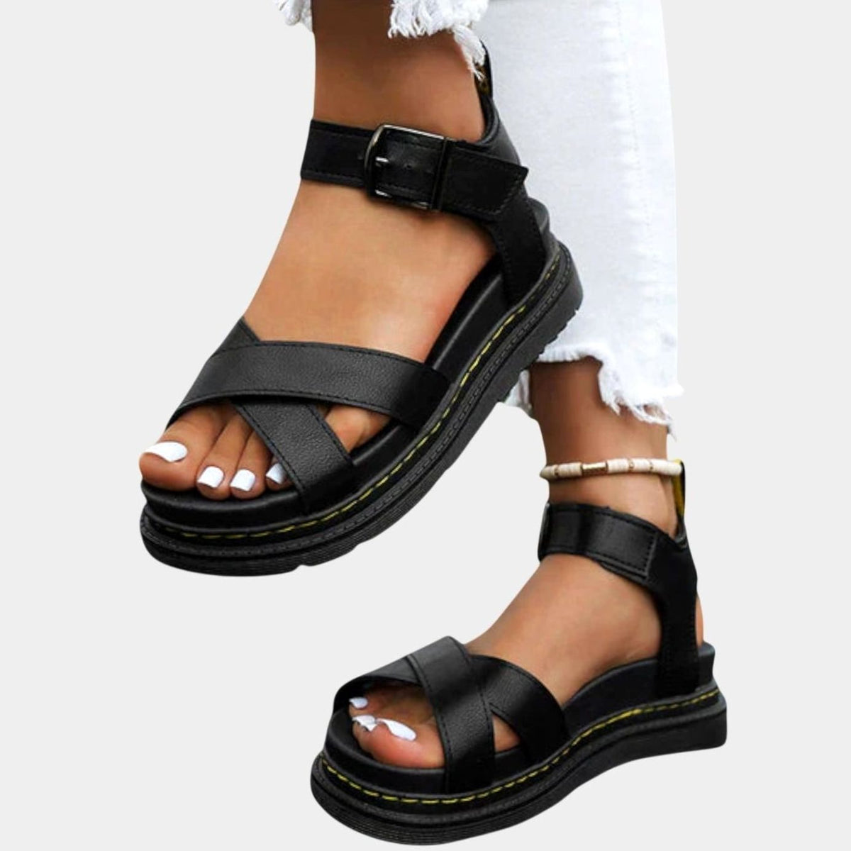 Women's Crossover Strap Buckle Platform Sandals