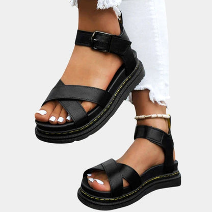 Women's Crossover Strap Buckle Platform Sandals