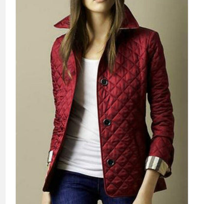 Women's Diamond Quilted Tailored Button-Front Jacket