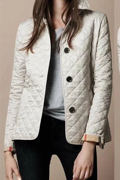 Women's Diamond Quilted Tailored Button-Front Jacket