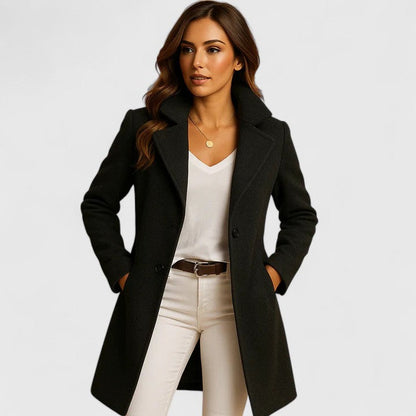 Women's Tailored Longline Coat with Notch Lapels