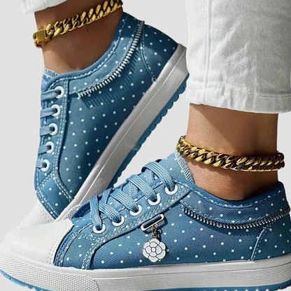 Women's Orthopaedic Floral Lace Mesh Trainers with Zip Detail