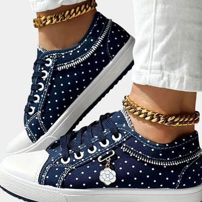 Women's Orthopaedic Floral Lace Mesh Trainers with Zip Detail